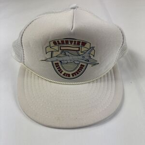 Vtg‎ Nissin Adjustable Trucker Hat Glenview Naval Air Station Cap White Mesh